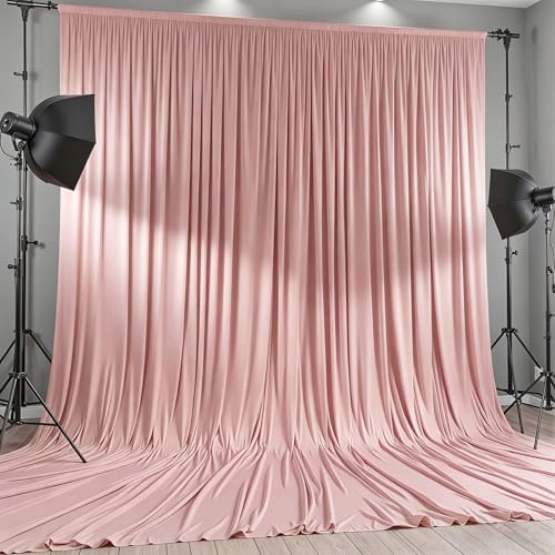 10x12 FT Dusty Rose Backdrop Curtain for Parties Wrinkle Free Photo Backdrop Curtains Polyester Wedding Back Drop Cloth Background for Birthday Photography Portraits Pet Photoshoot Prom Decoration - color: Dusty Rose, size: 5'(W) x 12'(H), 2 panels