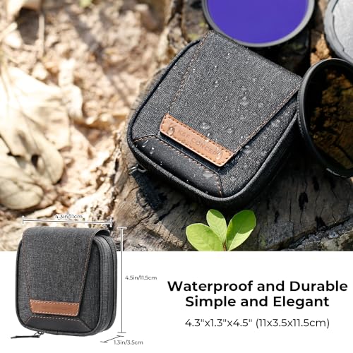 K&F CONCEPT 4 in 1 Basic Model Lens Filter Pouch Up to 95mm solar filter Pouch Case Camera Lens Filter Storage Wallet for ND UV CPL Filter Waterproof Filter Case