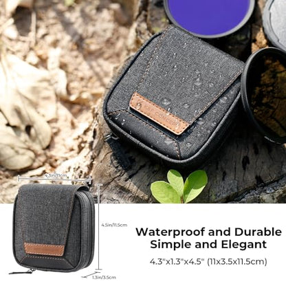 K&F CONCEPT 4 in 1 Basic Model Lens Filter Pouch Up to 95mm solar filter Pouch Case Camera Lens Filter Storage Wallet for ND UV CPL Filter Waterproof Filter Case