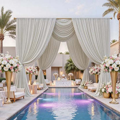 10ftx12ft Wrinkle Free Champagne Backdrop Curtain,2 Panels 12FT Height Wedding Backdrop Drapes,Silky Polyester Back Drop Cloth for Birthday Photography Background Party Backdrop Draping - color: Champagne, size: (W)5ft x (H)12ft (2 Panel)