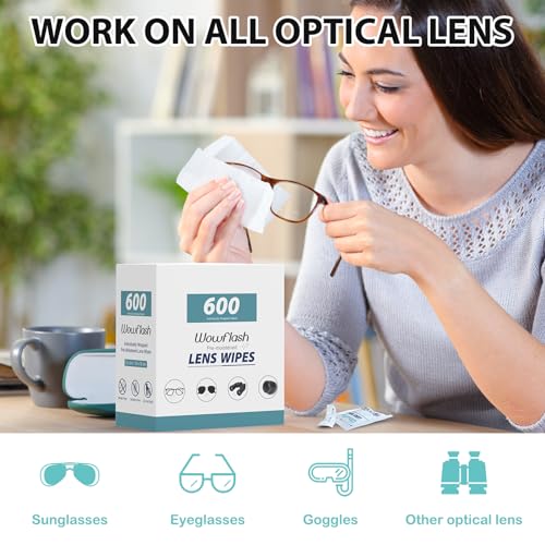 600 Count Lens Wipes for Eyeglasses, Eyeglass Lens Cleaning Wipes Pre-moistened Individually Wrapped Sracth-Free Streak-Free Eye Glasses Cleaner Wipes for Sunglass, Camera Lens, Goggles - size: 600 Count (Pack of 1)