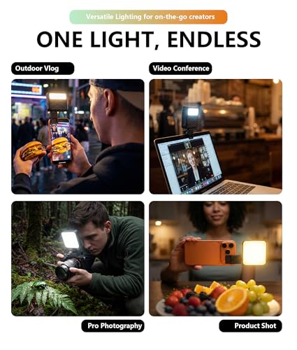 85LEDs Dual-Sided Portable Selfie Light for Dual Camera Recording, Pocket Video Light with Phone Clip & Cold Shoe Mount, 2000mAh Rechargeable for iPhone, Laptop, Vlogging, Zoom & Live Streaming