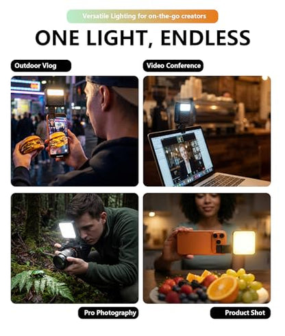85LEDs Dual-Sided Portable Selfie Light for Dual Camera Recording, Pocket Video Light with Phone Clip & Cold Shoe Mount, 2000mAh Rechargeable for iPhone, Laptop, Vlogging, Zoom & Live Streaming