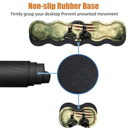 4 in 1 Ergonomic Keyboard Wrist Rest & Mouse Pad Wrist Rest Set, Large Gaming Desk Mat 31.5"x 11.8" with Non-Slip Base, Memory Foam for Home Office Study Gaming, American Military Army Troops Soldiers - color: American Military Army Troops Soldiers