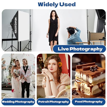 Photography Softboxes Kit with 6.6x10ft Backdrop Stands, 5 Tripod Stands, 3 Color Background Screen, Softbox with 85W Led Bulb, Photo Studio Equipment for Video Shoot, Product & Portrait