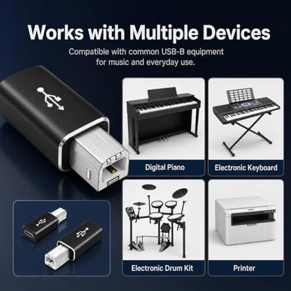 USB B to USB C Adapter, Computer-Cable-USB-to-USB-Adapters, Type C Female to USB Male, Support Data Sync, for Scanner, Printer, Camera, Electric Piano, Laptops