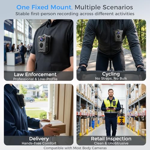 Body Camera Mount, Universal Camera Mounts & Clamps Fit for All Models Police Body Cam, Strong Magnet Camera Holder Stick to Clothes Prevent Moving（Single-Pack）