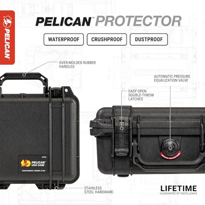 Pelican 1200 Case With Foam (Black) - color: Black