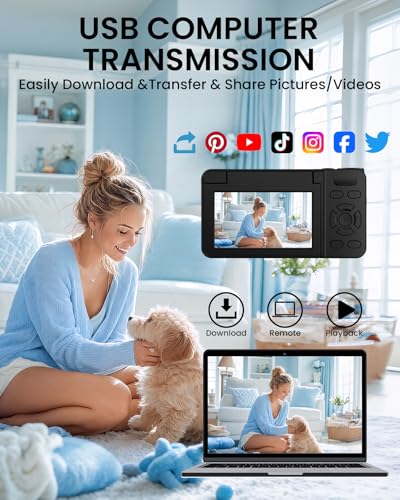 5K Digital Camera for Photography with Fill Light, 3'' 180°Flip Screen, 75MP Vlogging Camera for YouTube Video, 18X Zoom Compact Point and Shoot Cameras for Beginner Teens, Kids, Black