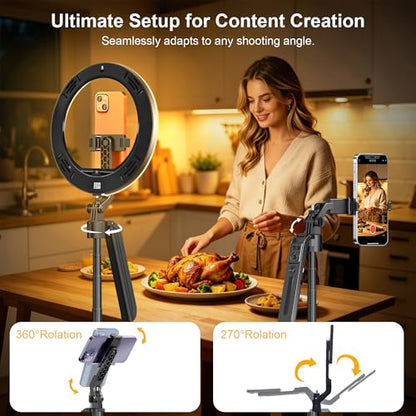 10" Ring Light with 71" Phone Tripod Stand Auto Face Tracking, Vlogging Kit for iPhone Tripod with Remote, Dimmable LED Circle Round Light for TikTok/Makeup/YouTube/Live Steaming - size: Tripod with 10'' Ring Light