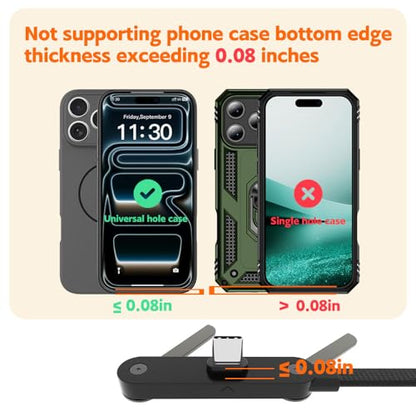 USB A to USB C Invisible Stand Charging Cable，65W Fast Charging Cable 5 FT，Built-in Phone Support Fast Charging Cord for Gaming Office Travel (Black) - size: 5FT(A-C)