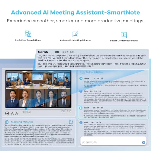 KanDao Meeting PRO 2 4K HDR Video Conference Camera with SmartNote,360 Degree, Auto Tracking, Noise-Canceling Mics, Works with Zoom, Teams & More(Real-Time Translations/Meeting Summary/Content Recap) - color: Black-Grey