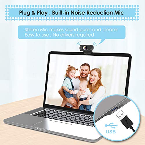 ToLuLu 1080P Webcam with Microphone, HD Webcam Web Camera with Tripod Stand, Widescreen USB Computer Camera, Streaming Mic Web cam for Online Calling/Conferencing,Facetime/YouTube Desktop Laptop PC - style: 1080P Webcam with Cover & Tripod