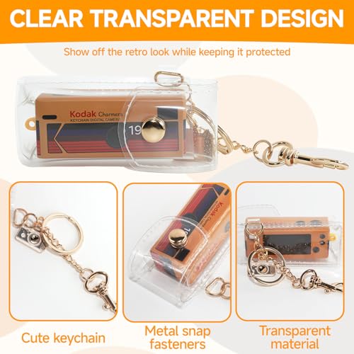 Clear Carrying Case Compatible with KODAK CHARMERA Keychain Digital Camera, Transparent Protective Storage Pouch with Keychain, Portable Travel Case for Mini Digicam (Case Only)