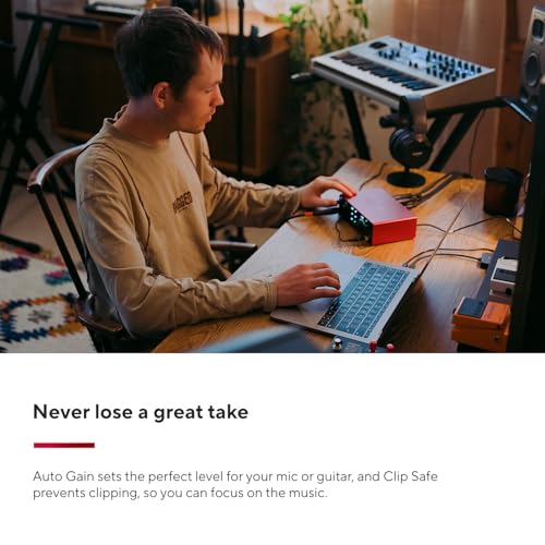 Focusrite Scarlett 4i4 4th Gen USB Audio Interface, for Musicians, Songwriters, Guitarists, Content Creators — High-Fidelity, Studio Quality Recording, and All the Software You Need to Record | 4-In/4-Out USB-C Audio Interface, 2 Ultra-Low-Noise Mic and H