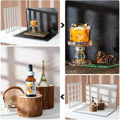 Product Photography Backdrops with Shadow Boards, 9Pcs 18 Curated Patterns Photography Prop Kit, Portable Small Photo Backdrop Board and PVC-Coated UGC Backdrops for Food Jewelry Mini Items, 16x11.5in
