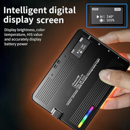 RGB Video Light, Pocket LED On-Camera Video Lights, 3000-9900K 360 Full Color 20 Light Effects, Portable Front & Back Phone Clip for Laptops, Phone and Camera, Vlogging, Photography, TikTok