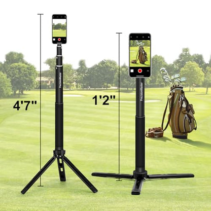 Precisionmaster Tripod Golf Swing Recording - Heavy Duty Aluminum Base with Magsafe Compatible, 52" Adjustable Golf Training Aid- Compatible with Phones - color: Magsafe only
