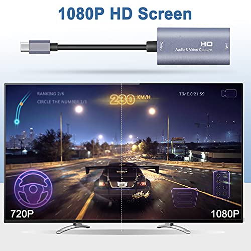 Guermok Video Capture Card, 4K USB3.0 HDMI to USB C Capture Card for Streaming, 1080P 60FPS, Compatible with iPad Mac OS Windows, Quest 3, OBS, PS5/4, Switch2/1, Xbox, Camera (Silver) - color: Silver