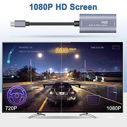 Guermok Video Capture Card, 4K USB3.0 HDMI to USB C Capture Card for Streaming, 1080P 60FPS, Compatible with iPad Mac OS Windows, Quest 3, OBS, PS5/4, Switch2/1, Xbox, Camera (Silver) - color: Silver