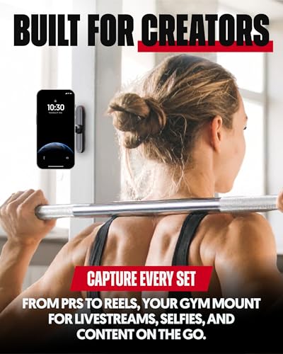 Magnetic Gym Phone Mount for MagSafe Accessories – Dual Magnet Stand for iPhone 17 and Android compatible with MagSafe Phone Stand with Alloy Base – Gym Essentials for Workouts Recording, Home, Garage