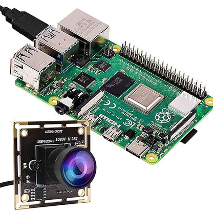 ELP 170degree Fisheye Raspberry Pi 1080P H.264 Microphone PC Web USB Security Camera for Laptop Wide Angle Mini UVC USB2.0 Video Audio Webcam Board 2MP CMOS AR0330 Lightburn Laser Camera for Computer - size: 170degree lens