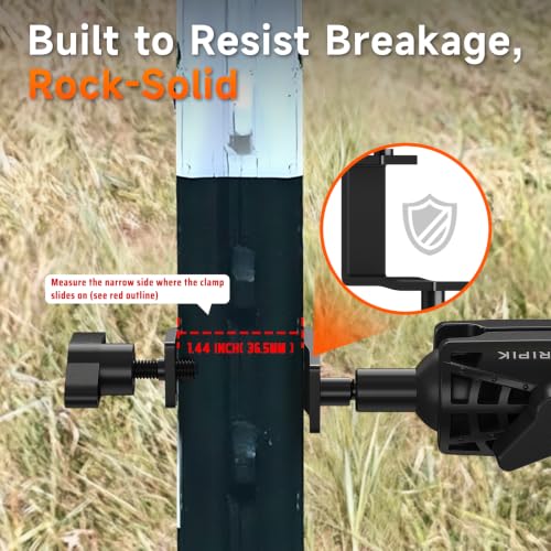T Post Trail Camera Mount, T-Post Trail Camera Holder with 360° Adjustable Ball Head, Tool-Free 1/4"-20 Game Camera Mounting Bracket for Hunting, Wildlife, Farm Security, 4 Packs