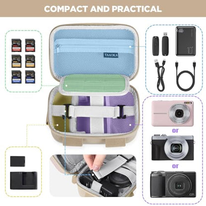 TAAOKA Digital Camera Case, Protective & Lightweight Camera Case with 3 Carrying Ways, Waterproof & Shockproof Small Camera Bag for PowerShot/Sony DSCW800/DSCW830 - Beige - color: Beige, style: Style1