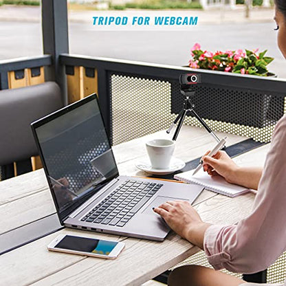 Mini Tripod for Webcam and Phone, Metal Extendable Webcam Stand with Phone Holder, Tripod for Webcam - color: Black