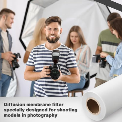 Nezyo Light Diffuser Sheet Diffusion Film Sheet Lighting Gel Diffuser Roll White Diffusion Paper for LED Flash Strobe Light Photography Video(31.5 × 1181.2 Inch / 0.8 × 30 M) - size: 31.5 × 1181.2 Inch / 0.8 × 30 M