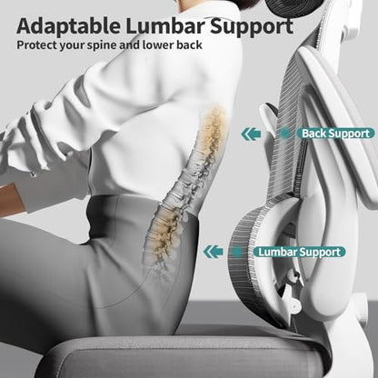 TRALT Office Chair Ergonomic Desk Chair, 330 LBS Home Mesh Office Desk Chairs with Wheels, Comfortable Gaming Chairs (1, Light Grey) - color: Light Grey