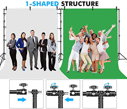 SLOW DOLPHIN Photo Video Studio 20ft (Wide) x 10ft (Tall) Heavy Duty Adjustable Width & Length Photography Backdrop Stand Background Support System Kit with Spring Clamps, Backdrop Clips, Carry Bag