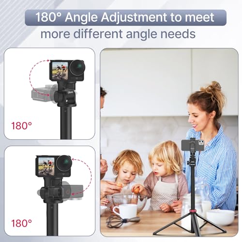 ULANZI 81" Tall Tripod for Camera&Phone, Extendable Aluminum Light Stand, Adjustable Travel Tripod with 1/4" Screw&Phone Clamp, 360° Ball Head, for Camera Video Light, for Vlog/Livestream/Ring Light