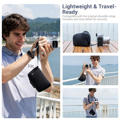 JJC Soft Neoprene Camera Case Pouch Bag for Fuji Fujifilm GFX100RF GFX 100RF with/without Original Lens Hood, GFX 100 RF Protective Storage with Inner Lanyard & Touch-Fastening Flap (NOT Fits GFX100) - size: for Fujifilm GFX100RF