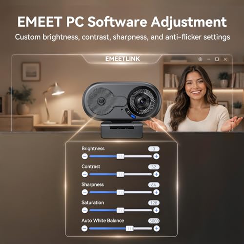EMEET C100 2K Webcam for PC, Built-in Mic, Rotating Privacy Cover, Portable Metal Clip, Computer Camera for Home Office, Meetings, Learning, Streaming, External Webcam for Desktop, Laptop, PC USB-A - style: Crisp 2K w/ Portable Metal Clip