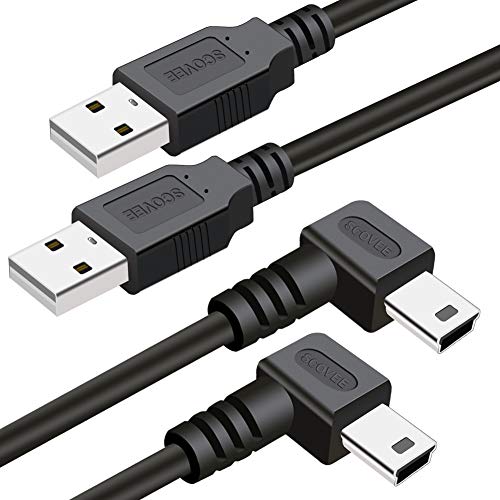 Mini USB Cable 90 Degree 2Pack 6ft for Garmin Nuvi for Canon PowerShot/Rebel/EOS/DSLR/ELPH,Dash Cam,SatNav,Camcorders,Car,Camera USB Cable Right Angle Mini-B Charger Cord Data Sync Charging Adapter - size: 6ft