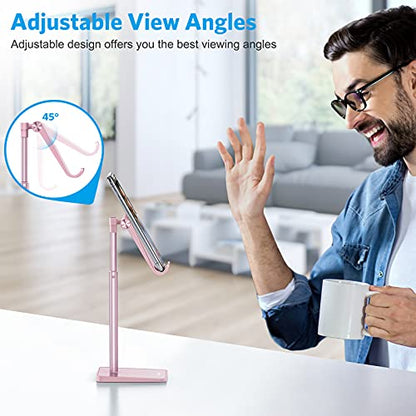 OMOTON Cell Phone Stand, Adjustable Angle Height Desk Phone Dock Holder for iPhone Air/17 Pro Max / 11 Pro/XS Max/XR, Samsung Galaxy S20 / S10 / S9 / S8 and Other Phones (3.5-7.0-Inch), Rose Gold - color: Rosegold