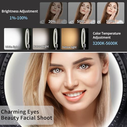 19 inch LED Ring Light Kit for Studio Portrait Photography, YouTube Video Recording, Live Streaming, Eyebrow Tattooing, Eyelash Beauty, Beauty Makeup and Lighting