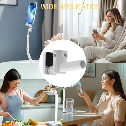Mic Arm Desk Mount Clamp Insert Holes Universal Mic Stand Desk Holder for Boom Arm, Lamp, Monitor Stable Desk/Bed Mount White(2-Pack)