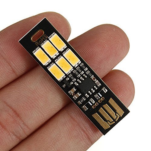 Yitee 5pcs LED Circuit Boards USB Light Keychain Super Bright 6 LEDs Mini USB Light Lamp with Smart Touch Electrodeless Dimming Switch for Laptop Keyboard Light(Warm White), Qty:5