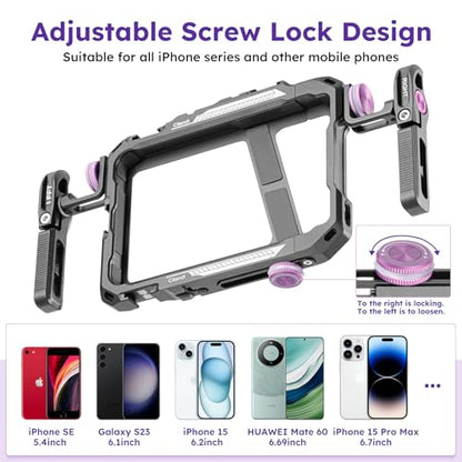 Universal Smartphone Filmmaking Stabilizer, Phone Cage for Vlogging and Videography, Compatible with Most Smartphones