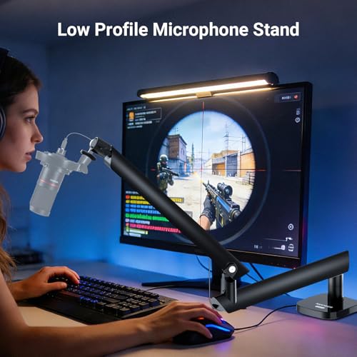 NEEWER Low Profile Mic Boom Arm Desk Mount, Microphone Boom Arm with 360° Ball Head & Cable Management Channels, 1/4" 3/8" 5/8" Threads for Podcast Streaming Gaming Recording, Max Load 3.3 lb, MS007 - style: MS007