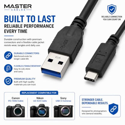 Master Cables Replacement Type C Camera Data Transfer and Charging Cable for Canon EOS R RP R5 R6 M6 Mark II Nikon Z7 Z6 Z5 Sony A7R III A7C Camera Canon IFC-100U UC-E24 USB-C Cable