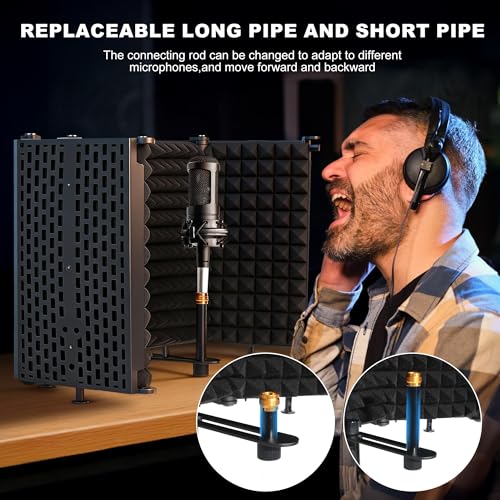 Microphone Stand With Isolation Shield,Recording Studio Equipment With Foldable Mic Shield With Sound Insulation For Recording Studio, Podcasts,Broadcasting - size: Standard Edition