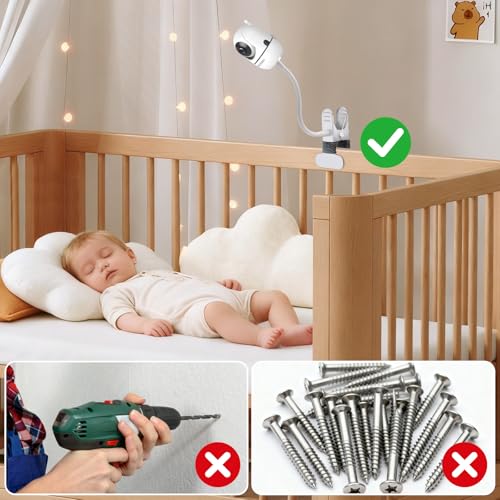 Baby Monitor Mount Compatible with HelloBaby for HB6550/ HB6560/ HB65/ HB6351/ HB40/ HB6339/ HB6336, ANMEATE SM935E Monitor, Adjustable Baby Monitor Stand Flexible Clip Clamp Mount No Drilling - style: for HelloBaby-Clip