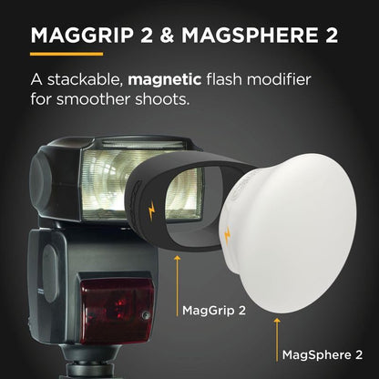 MagMod MagSphere 2 & MagGrip 2 Bundle, Modular Lighting Control System | MagSphere 2 and MagGrip 2 Kit, Magnetic Flash Diffuser for On-Camera Photography, Fits 99% of Speedlites, Quick Setup