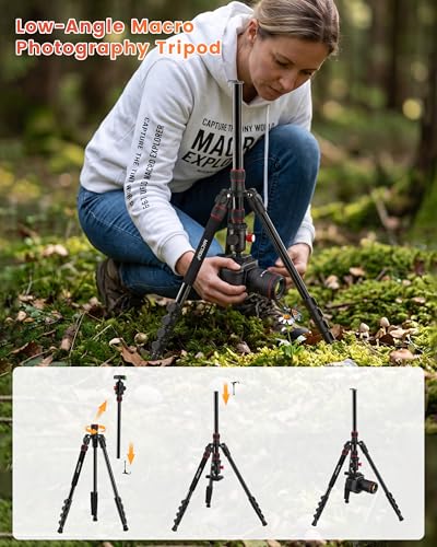 MACTREM 90in 2-in-1 Camera Tripod Monopod Aluminum Heavy Duty Travel Tripod | 360° Ball Head for Macro Photography, Max Load 33lb, Portable for DSLR & Phone, Includes Carry Bag for Travel & Vlogging - size: 80in/90in