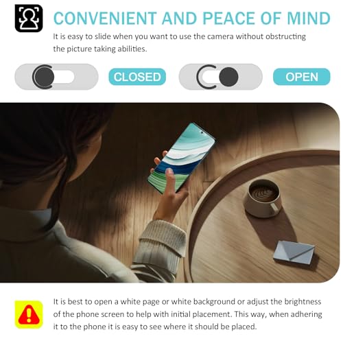 Front Camera Cover Compatible for Android Phones/Pixel/Galaxy/iPad - Webcam Blocker for Single Front Camera, Privacy Slider Protects Your Phone Security-Black - color: Black