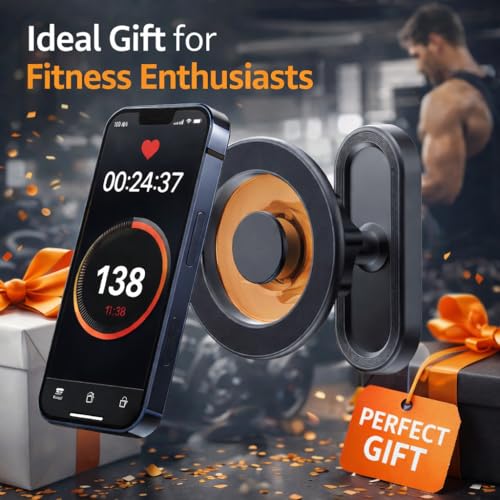 Magnetic Phone Holder for Gym, 360° Rotation Adjustable Strong Magnets, Gym Accessories, Phone Mount to Metal Surfaces, Gym Essentials for Men and Women