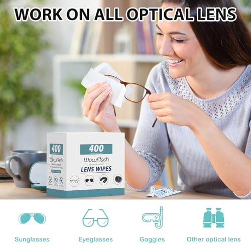 400 Count Lens Wipes for Eyeglasses, Eyeglass Lens Cleaning Wipes Pre-moistened Individually Wrapped Sracth-Free Streak-Free Eye Glasses Cleaner Wipes for Sunglass, Camera Lens, Goggles - size: 400 Count (Pack of 1)